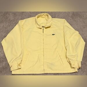 VTG Izod / Lacoste Jacket Yellow Full Zip Men’s Size Large, 80s Hidden Pockets